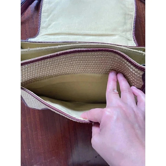 Etienne Aigner Crossbody Straw Genuine Leather Vintage Bag - Picture 6 of 10